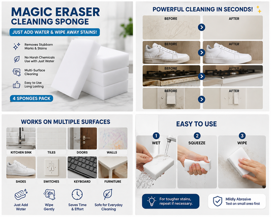 MagicClean™ Multi-Surface Cleaning Eraser Sponge(Pack of 4)