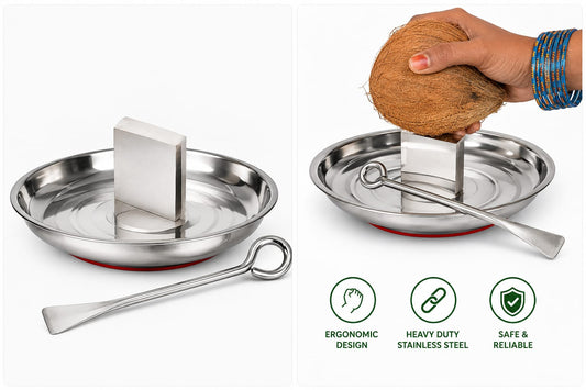 Coconut Breaker with Coconut Peeler Chopper Opener Rod