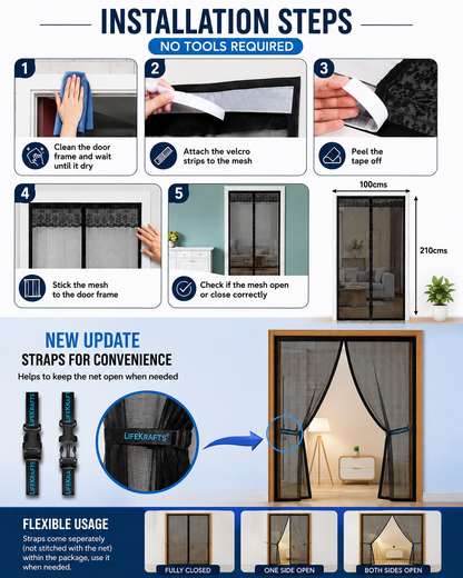 Premium Magnetic Mosquito Net for Door(100 x 210 CM)
