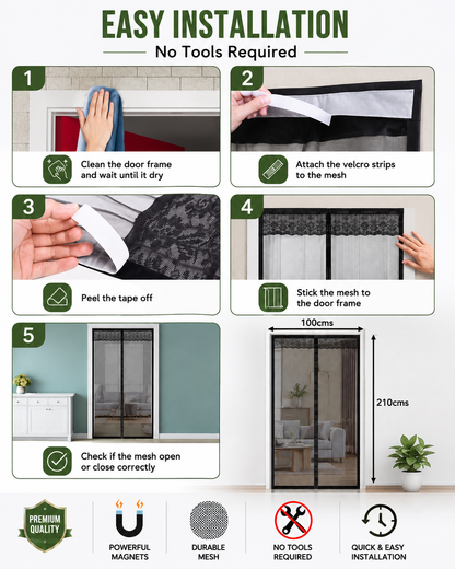 Premium Magnetic Mosquito Net for Door(100 x 210 CM)