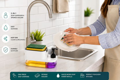 3-in-1 Premium Soap Dispenser with Sponge Holder
