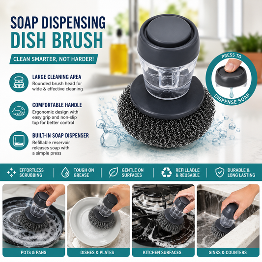 Premium Soap Dispensing Dish Brush with Refillable Soap Reservoir