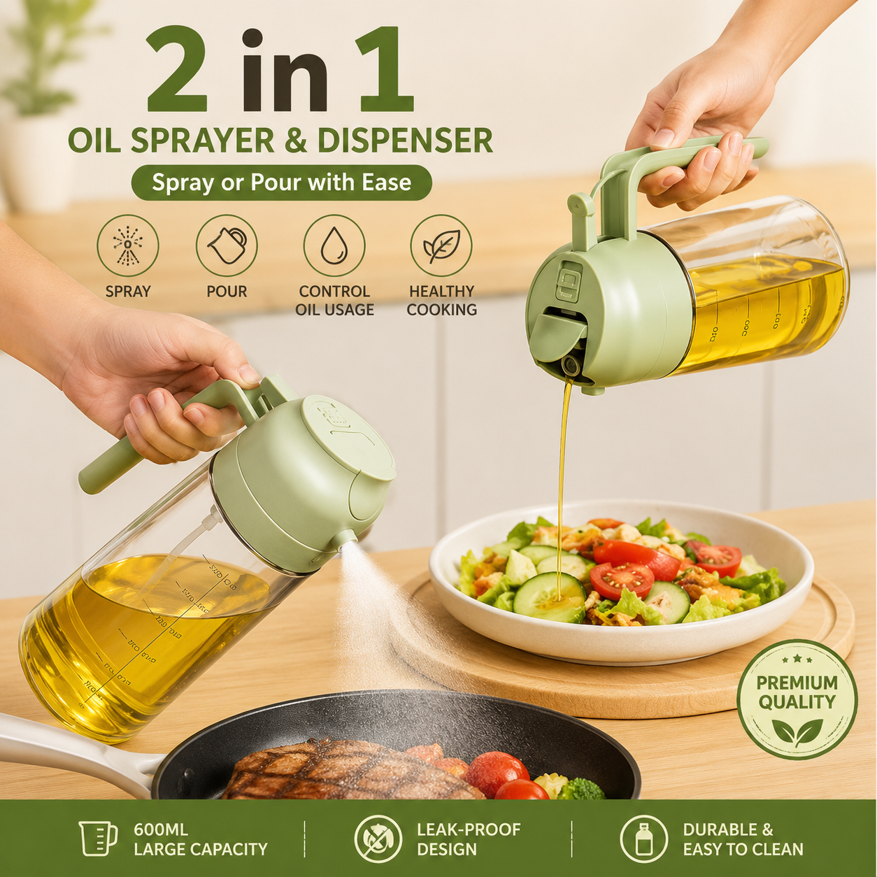 2 in 1 Oil Sprayer and Dispenser