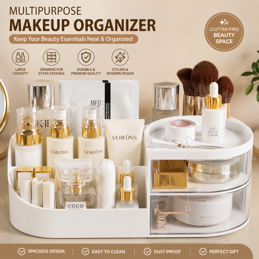 Multipurpose Makeup Organizer, Cosmetic Storage Box with Drawers