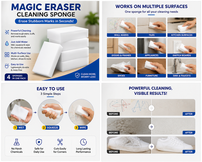 MagicClean™ Multi-Surface Cleaning Eraser Sponge(Pack of 4)