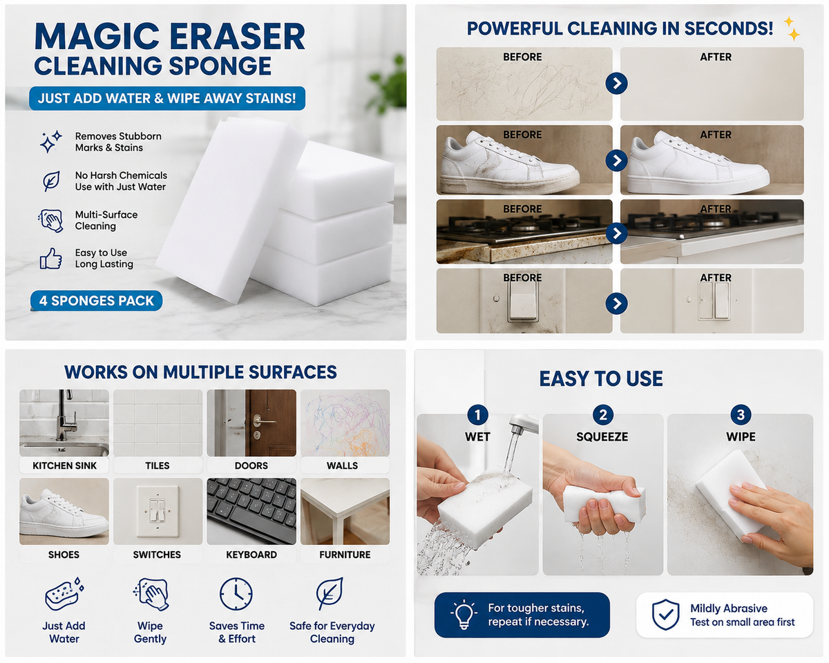 MagicClean™ Multi-Surface Cleaning Eraser Sponge(Pack of 4)