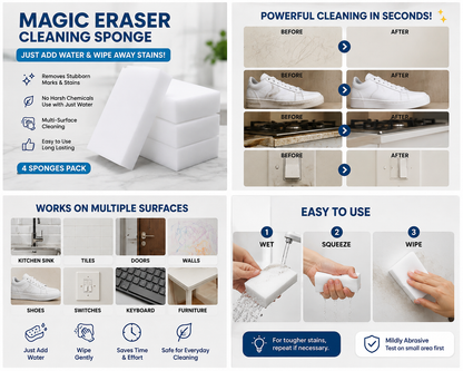 MagicClean™ Multi-Surface Cleaning Eraser Sponge(Pack of 4)