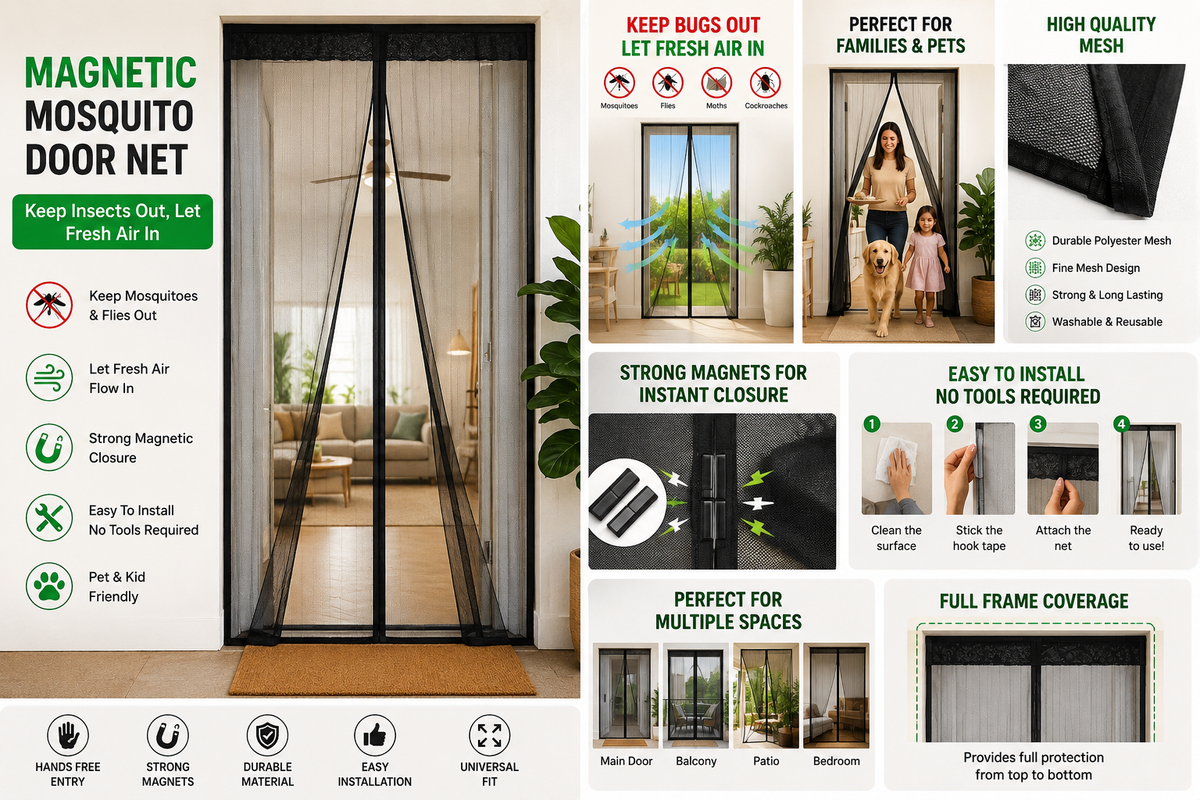 Premium Magnetic Mosquito Net for Door(100 x 210 CM)