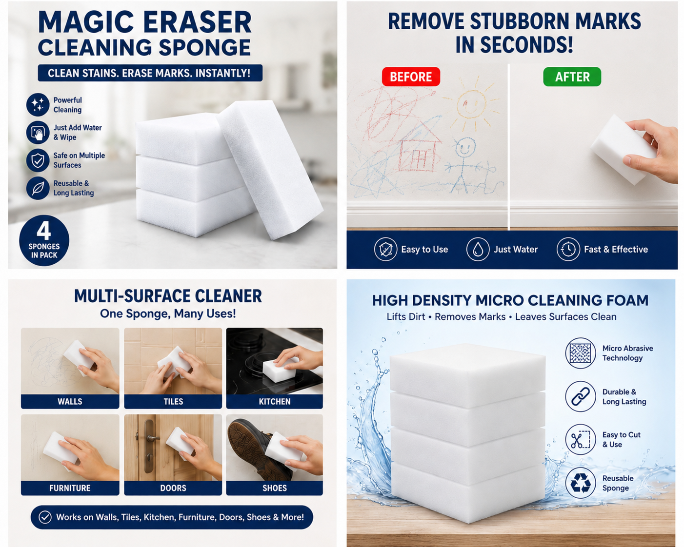 MagicClean™ Multi-Surface Cleaning Eraser Sponge(Pack of 4)